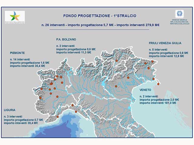 Finanziati 26 progetti in cinque regioni contro il dissesto idrogeologico